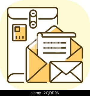 Icona colore RGB giallo della casella postale Illustrazione Vettoriale
