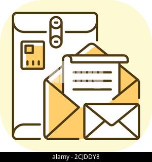 Icona colore RGB giallo della casella postale Illustrazione Vettoriale