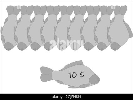 Carpa di pesce d'acqua dolce in una vetrina. Illustrazione Vettoriale