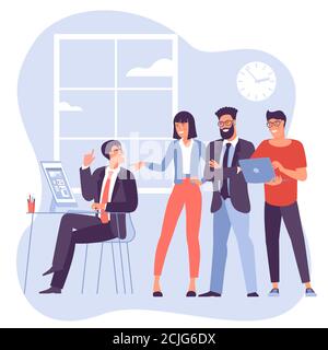 incontro d'affari, negoziazione, brainstorming Illustrazione Vettoriale