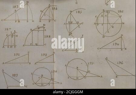 "Elementos de Matematica", di Benito Bails (1730-1797), architetto e matematico spagnolo dell'Illuminismo. Calcoli trigonometrici. Volume i, che è circa elementi di aritmetica, trigonometria e geometria. Madrid, 1779. Foto Stock