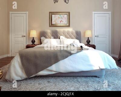 Camera da letto in stile classico, immagine 3d Foto Stock