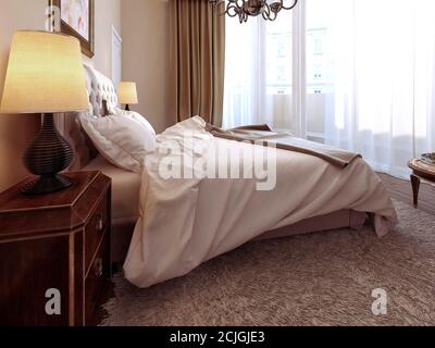 Camera da letto di stile moderno, immagine 3d Foto Stock