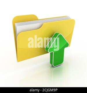 icona della cartella di caricamento, illustrazione 3d Foto Stock