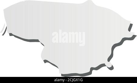 Lituania - Mappa grigia della silhouette 3d dell'area del paese con ombra. Semplice illustrazione vettoriale piatta. Illustrazione Vettoriale