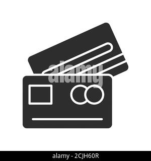 Icona glifo nero delle carte di pagamento bancario. Conto bancario in contanti. Pittogramma per pagina web, app mobile, promo. Elemento di progettazione GUI UI UX. Illustrazione Vettoriale