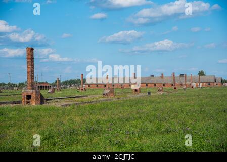 Auschwitz Birkenau, Polen. 25 Agosto 2020. Auschwitz, Polonia 25 agosto 2020: Campo di concentramento di Auschwitz-Birkenau - 25 agosto 2020 vista esterna, | utilizzo nel mondo Credit: dpa/Alamy Live News Foto Stock