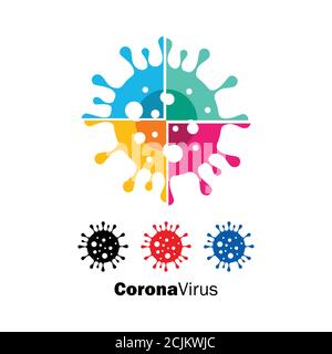 Una serie di segni di icona del virus corona o del virus covid-19 Illustrazione Vettoriale