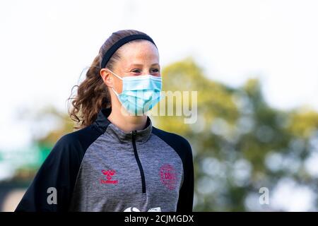 Copenaghen, Danimarca. 14 settembre 2020. Nicoline Soerensen della nazionale danese ha visto nella zona mista e nella formazione aperta in vista della partita di qualificazione euro tra Bosnia ed Erzegovina e Danimarca. (Photo credit: Gonzales Photo - Dejan Obretkovic). Foto Stock