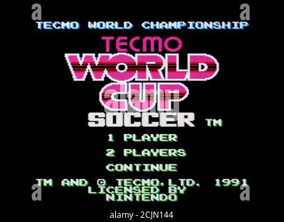 Tecmo World Cup Soccer - Nintendo Entertainment System - NES Videogioco - solo per uso editoriale Foto Stock