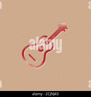 Icona chitarra in stile mezzitoni. Immagine vettoriale grunge di sfondo. Illustrazione Vettoriale