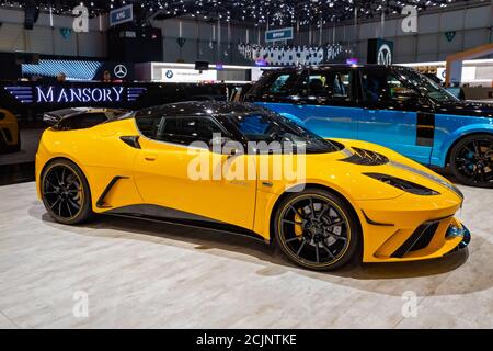 Mansary Lotus Evora GTE Final Edition presentato all'89° Salone Internazionale dell'Auto di Ginevra. Ginevra, Svizzera - 5 marzo 2019. Foto Stock