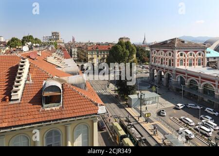 Vista su porta Nuova, Torino, Piemonte, Italia. Foto Stock