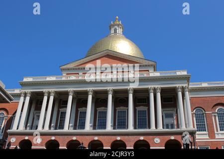 La Massachusetts state House su Beacon Hill nel centro di Boston, Massachusetts, Stati Uniti Foto Stock