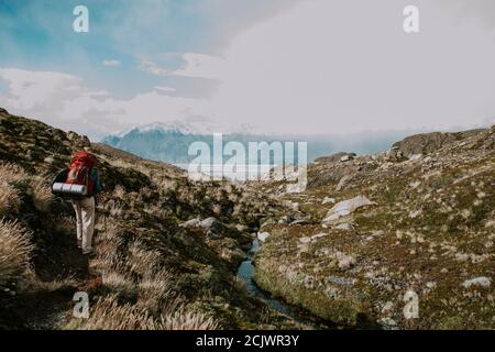 Escursioni Aruud Vuelta al Huemul, El Chalten, Patagonia, Argetina Foto Stock