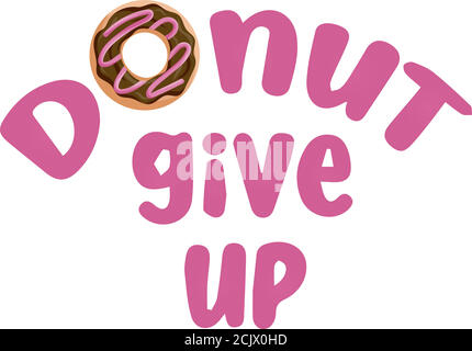 non preoccuparti di essere felice. Stampa carina con ciambelle, ciambelle e tazza di caffè nero con la preoccupazione di Donut essere nota felice, carino e set luminoso di bagel. Piatto desi Illustrazione Vettoriale