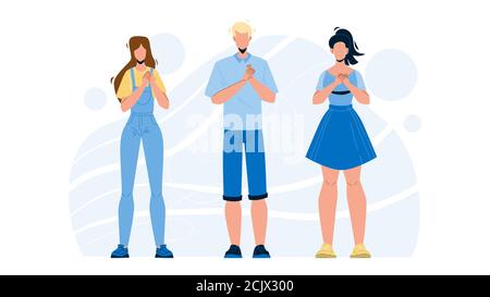 Honesty People Group con Hands on Chest Vector Illustrazione Vettoriale