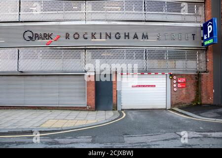 Sheffield, UK – 30 Nov 2018 : Rockingham Street Q Park parcheggio sicuro a più piani a Portobello Street Foto Stock