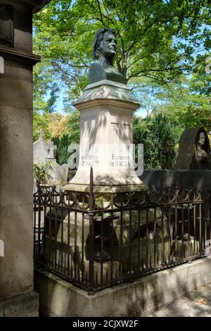 La tomba di Honoré de Balzac al Pere Lachaise cimitero di Parigi Foto Stock