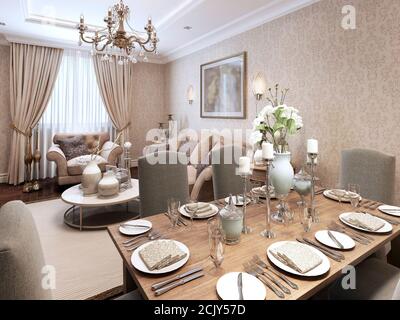 Cena in stile classico. rendering 3d Foto Stock