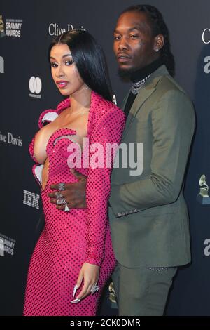 Beverly Hills, Stati Uniti. 15 settembre 2020. (FILE) file Cardi B per divorzio da Offset dopo 3 anni di matrimonio. BEVERLY HILLS, LOS ANGELES, CALIFORNIA, USA - GENNAIO 25: Rapper Cardi B (Belcalis Marlenis Almanzar) e Husband/rapper Offset (Kiari Kendrell Cephus) arrivano alla Recording Academy e Clive Davis' 2020 Pre-GRAMMY Gala tenutasi al Beverly Hilton Hotel il 25 Gennaio 2020 a Beverly Hills, Los Angeles, California, Stati Uniti. (Foto di Xavier Collin/Image Press Agency) Credit: Image Press Agency/Alamy Live News Foto Stock