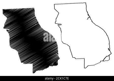 Città di Rosario (Repubblica Argentina, Provincia di Santa Fe) mappa illustrazione vettoriale, abbozzare la mappa della città di Rosario Illustrazione Vettoriale