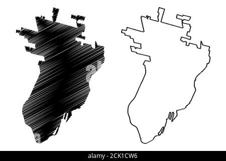 Città di Santa Fe (Repubblica Argentina, Provincia di Santa Fe) mappa illustrazione vettoriale, schizzo scrimbolo Città di Santa Fe de la vera Cruz mappa Illustrazione Vettoriale