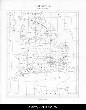 Vintage, Mappa storica dell'Inghilterra e della Gran Bretagna, English Victorian Engraving, 1840 Foto Stock