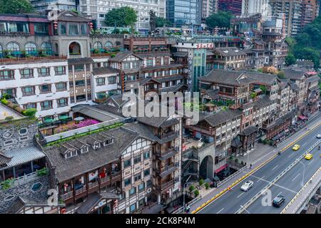 Grotta di Hongya a Chongqing Foto Stock