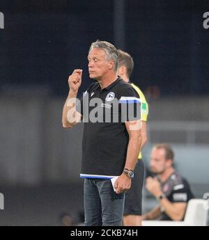 Allenatore Uwe NEUHAUS (BI) deluso, gesto, gesto, calcio DFB Pokal 1 ° round, Rot-Weiss Essen (e) - Arminia Bielefeld (BI), il 14 settembre 2020 a Essen/Germania. Â | utilizzo in tutto il mondo Foto Stock