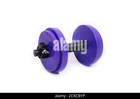 sport dumbbell isolato su sfondo bianco. Foto Stock