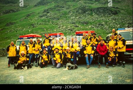 La squadra di soccorso di montagna Langdale/Ambleside è una delle più trafficate del Regno Unito in un salvataggio nel Distretto dei Laghi, Regno Unito. Foto Stock