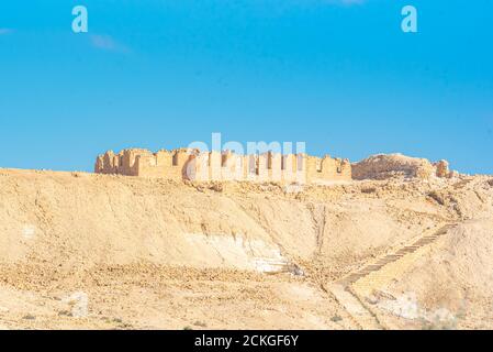 Tel Nitzana una città nabataea situata nel sud-ovest del deserto di Negev in Israele vicino al confine egiziano. Potrebbe essere stata una stazione di carovan cammello Foto Stock