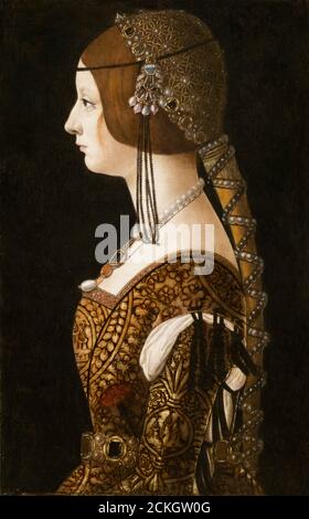 Bianca Maria Sforza (1472-1510), Regina dei Romani, Imperatrice Sacra Romana, ritratto di Giovanni Ambrogio de Predis , circa 1493 Foto Stock