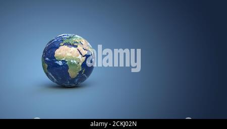 Globo terrestre su sfondo blu scuro rendering 3D Foto Stock