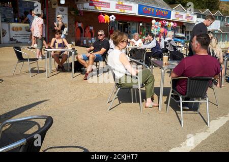 La spiaggia di Filey Cobble Landing, North Yorkshire costa est, Inghilterra settentrionale, Regno Unito Foto Stock