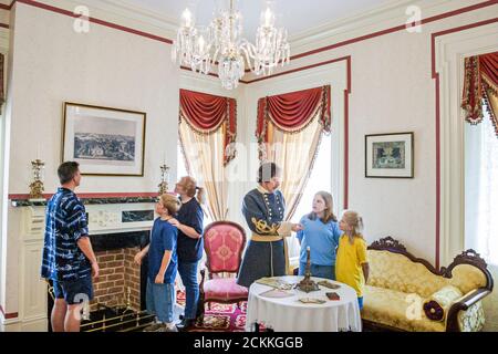 Virginia Newport News Lee Hall Mansion piantagione casa storia storica, guida reenactor guerra civile reenactor, interno v Foto Stock