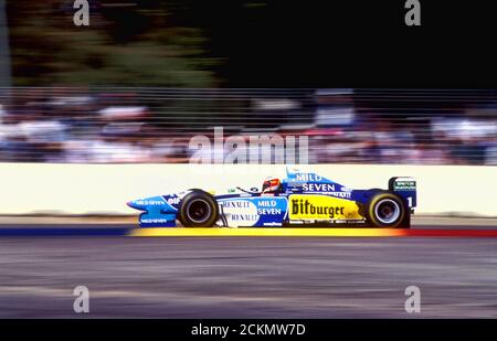 Formula uno, Campionato del mondo 1996, Michael Schumacher guida Benetton auto, Adelaide, Sud Australia Foto Stock