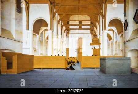 Interno del Sint-Odulphuskerk di Assendelft di Pieter Jansz Saenredam (1597-1665) olio su pannello, 1649 Foto Stock