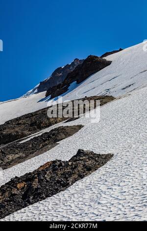 Ghiacciaio di Coleman su Heliotrope Ridge Belowf Mount Baker, Mount Baker-Snoqualmie National Forest, Washington state, Stati Uniti Foto Stock