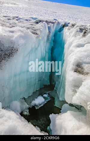 Crevasse nel ghiacciaio Coleman su Heliotrope Ridge sotto Mount Baker, Mount Baker-Snoqualmie National Forest, Washington state, USA Foto Stock