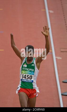 Pechino, Cina 12 settembre 2008: Giorno sei della competizione atletica ai Giochi Paralimpici del 2008 con Ferej Mohammed Hibu in Etiopia che finì con i 5000 metri T46 uomini allo Stadio Nazionale. ©Bob Daemmrich Foto Stock