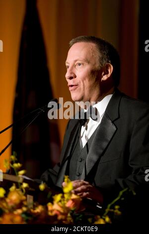 Austin, Texas 29 gennaio 2009: Mike Gallagher, il presentatore di talk show conservatore, che è ascoltato a livello nazionale nelle principali città degli Stati Uniti, parla ad un banchetto che onora il governatore del Texas Rick Perry in un hotel del centro. ©Bob Daemmrich Foto Stock