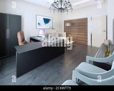 Spaziosa area da lavoro moderna. rendering 3d Foto Stock