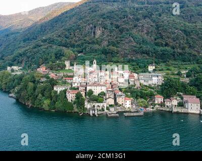 Veduta aerea di Corenno Plinio Foto Stock