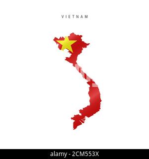 Mappa dettagliata della bandiera del Vietnam. mappa con bandiera mascherata. Foto Stock