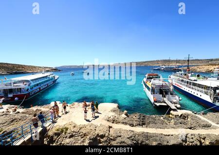 La Laguna Blu a Comino, Malta. Foto Stock