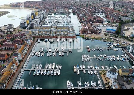Veduta aerea del drone di Eastbourne East Sussex Foto Stock