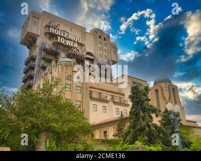 Hollywood Tower Hotel, Disneyland Paris, Marne-la-Vallée, Parigi, Francia, Europa Foto Stock