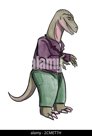 illustrazione dei personaggi dei dinosauri antropomorfi Foto Stock